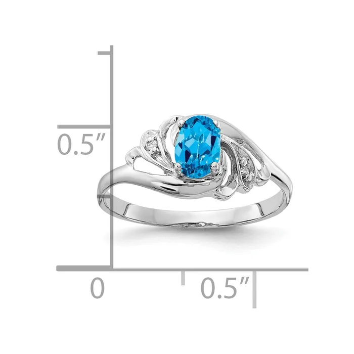 Rings Goldiacom 14k White Gold 6x4mm Oval Blue Topaz A Real Diamond ring