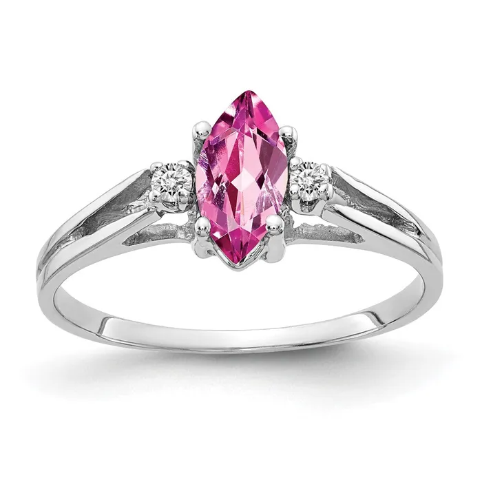 Rings Goldiacom 14k White Gold 8x4mm Marquise Pink Sapphire AAA Real Diamond ring Rings Goldiacom 14k White Gold 8x4mm Marquise Pink Sapphire AAA Real Diamond ring