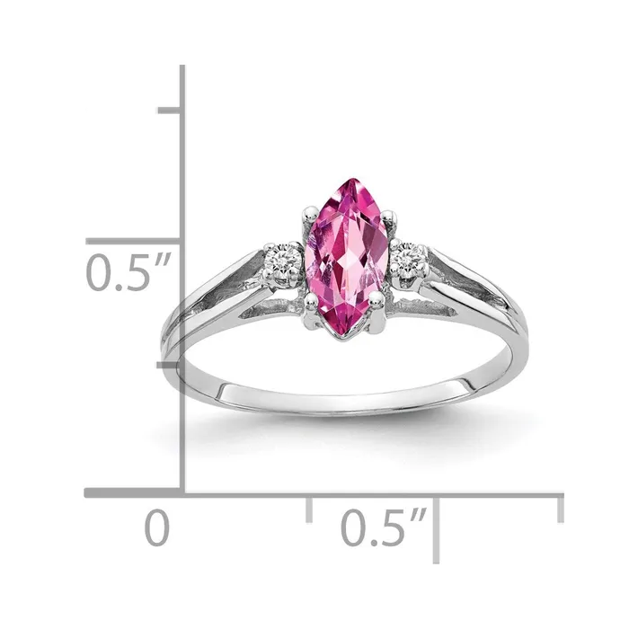 Rings Goldiacom 14k White Gold 8x4mm Marquise Pink Sapphire AAA Real Diamond ring