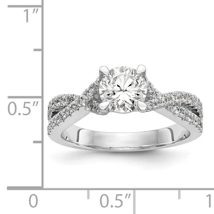 Rings Goldiacom 14k White Gold Diamond Round CZ By Pass Engagement Ring