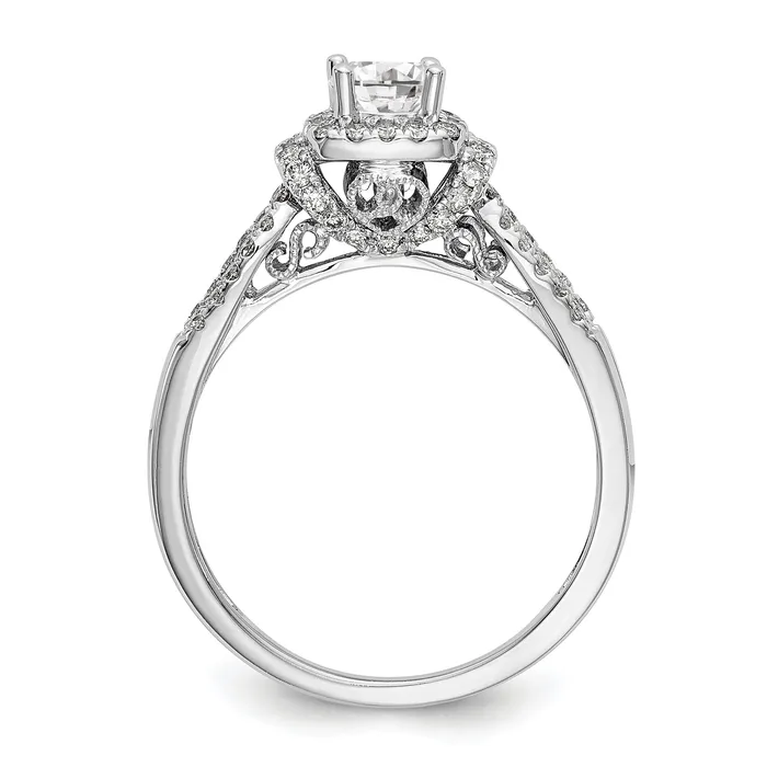 Rings Goldiacom 14K White Gold Simulated Diamond Halo Engagement Ring