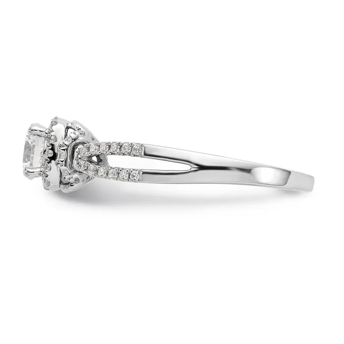 Rings Goldiacom 14K White Gold Simulated Diamond Halo Engagement Ring