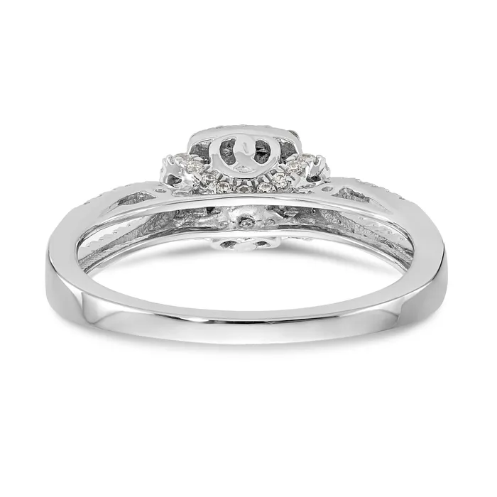 Rings Goldiacom 14K White Gold Simulated Diamond Halo Engagement Ring