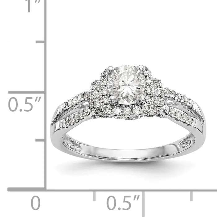 Rings Goldiacom 14K White Gold Simulated Diamond Halo Engagement Ring