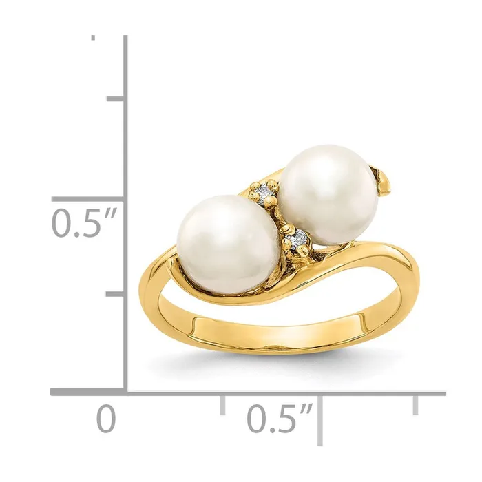 Rings Goldiacom 14K Yellow Gold 6mm Black FW Cultured Pearl VS Real Diamond ring