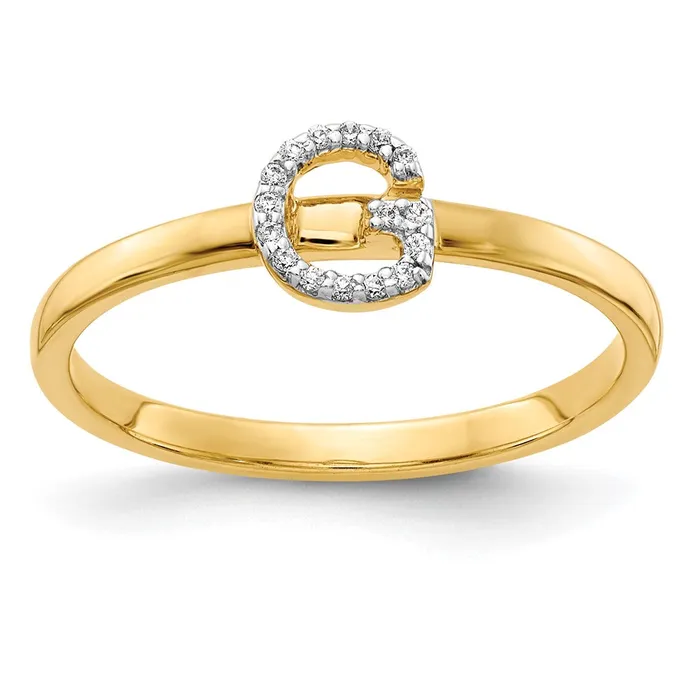 Rings Goldiacom 14k Yellow Gold Real Diamond Initial G Ring