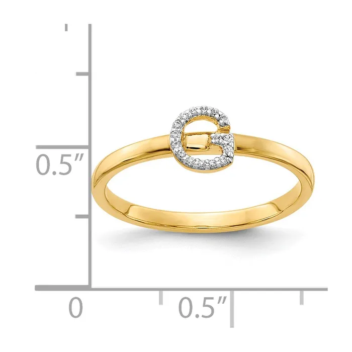 Rings Goldiacom 14k Yellow Gold Real Diamond Initial G Ring