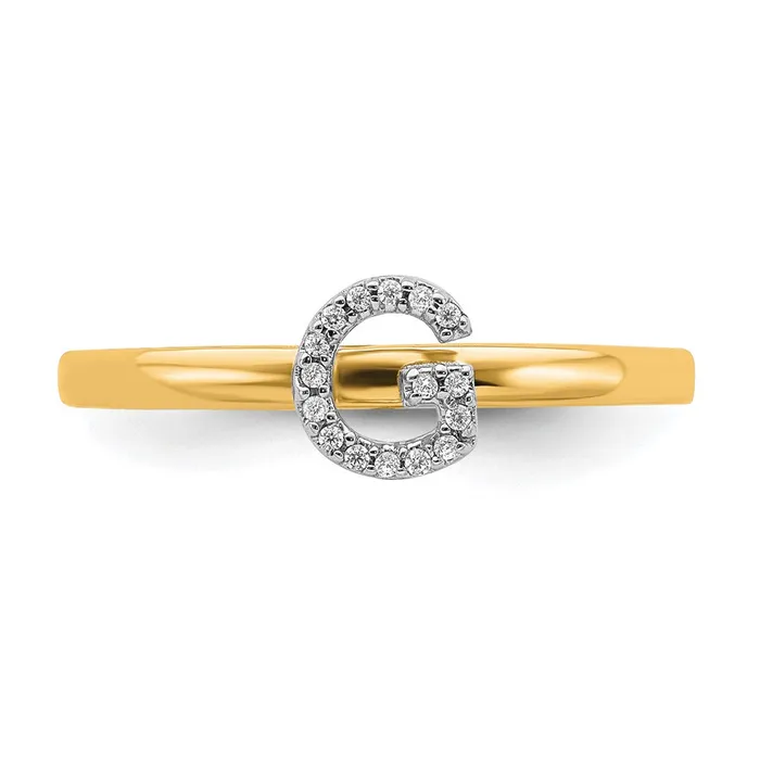 Rings Goldiacom 14k Yellow Gold Real Diamond Initial G Ring