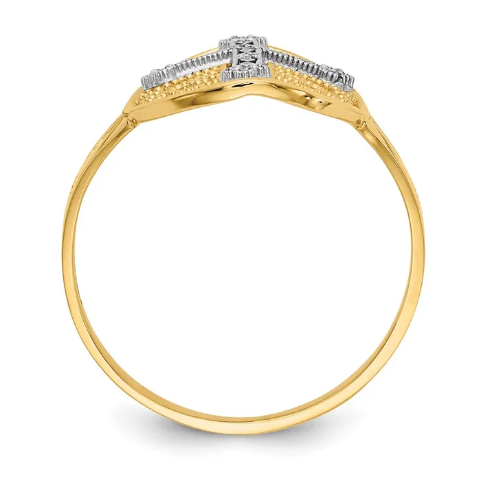 Rings Goldiacom 14k Yellow White Gold Real Diamond Filigree Cross Ring