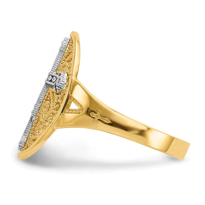 Rings Goldiacom 14k Yellow White Gold Real Diamond Filigree Cross Ring