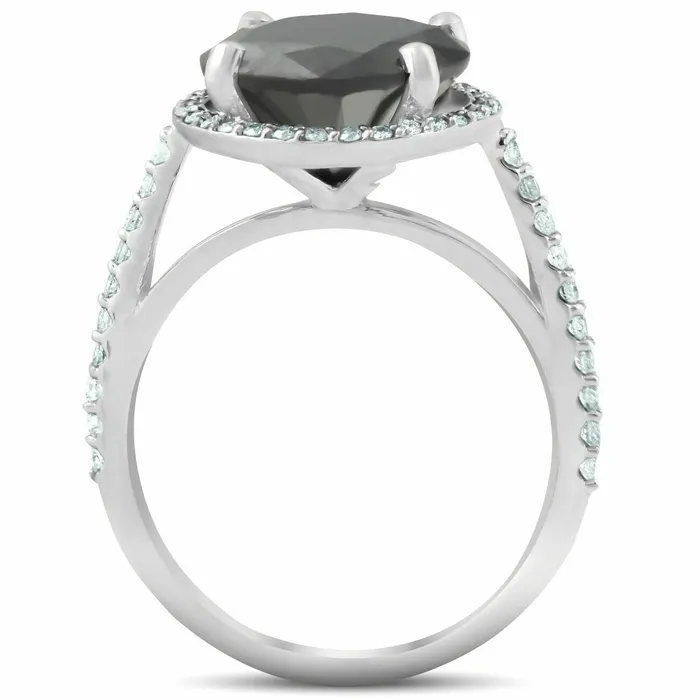 Rings Goldiacom 3 13 Ct Black REAL Diamond Halo Engagement Ring 14k White Gold