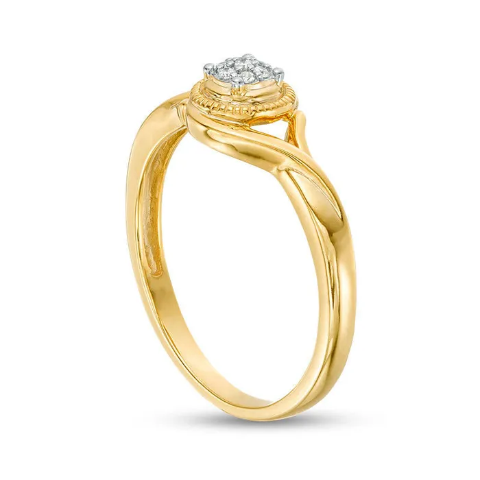 Rings Goldia Composite Natural Diamond Accent Frame Bypass Antique VintageStyle Promise Ring in Solid 10K Yellow Gold Rings Goldia Composite Natural Diamond Accent Frame Bypass Antique VintageStyle Promise Ring in Solid 10K Yellow Gold