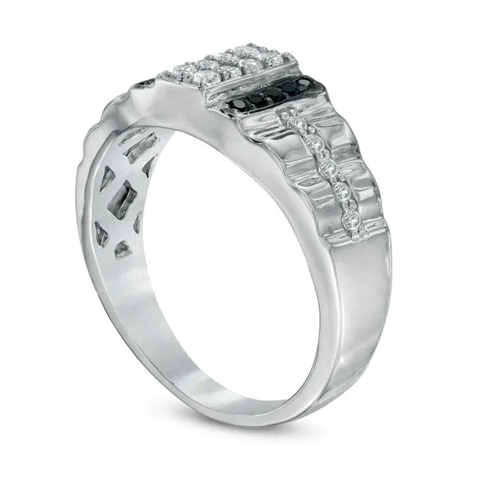 Rings Goldia Mens 050 CT TW Enhanced Black and White Natural Diamond Ring in Sterling Silver Rings Goldia Mens 050 CT TW Enhanced Black and White Natural Diamond Ring in Sterling Silver