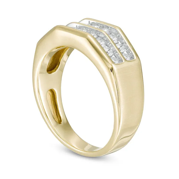 Rings Goldia Mens 075 CT TW Natural Diamond Double Row Wedding Band in Solid 10K Yellow Gold Rings Goldia Mens 075 CT TW Natural Diamond Double Row Wedding Band in Solid 10K Yellow Gold