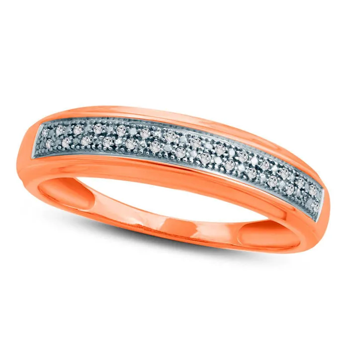 Rings Goldia Mens Natural Diamond Accent Double Row Wedding Band in Solid 10K Rose Gold Rings Goldia Mens Natural Diamond Accent Double Row Wedding Band in Solid 10K Rose Gold