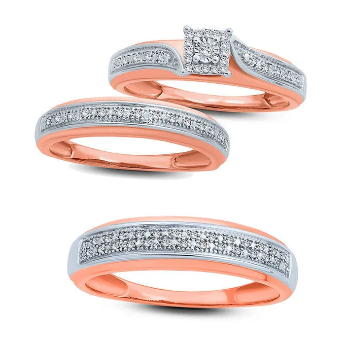 Rings Goldia Mens Natural Diamond Accent Double Row Wedding Band in Solid 10K Rose Gold Rings Goldia Mens Natural Diamond Accent Double Row Wedding Band in Solid 10K Rose Gold