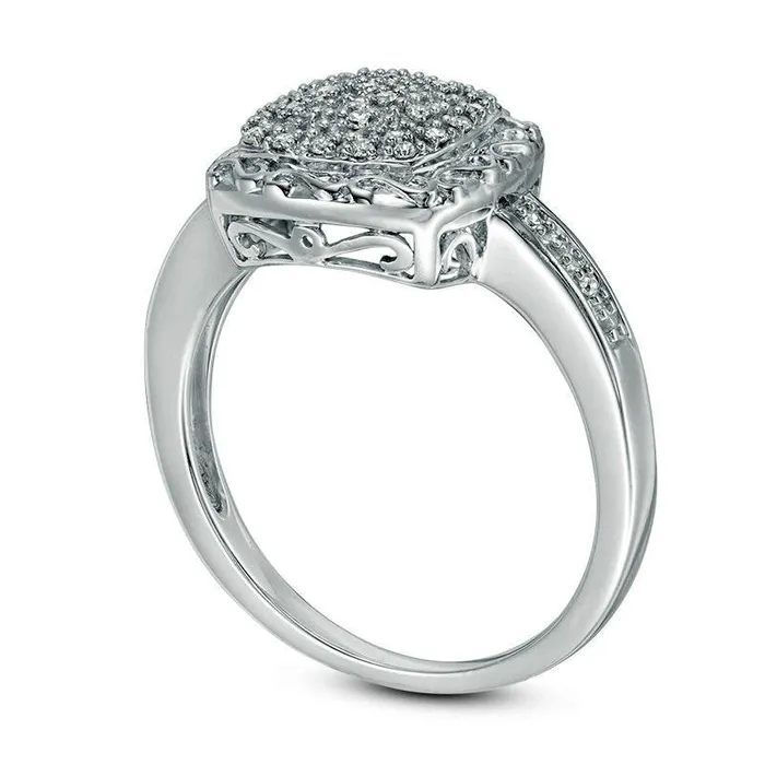 Rings Goldia Natural Diamond Accent Filigree Cushion Frame Ring in Sterling Silver Rings Goldia Natural Diamond Accent Filigree Cushion Frame Ring in Sterling Silver