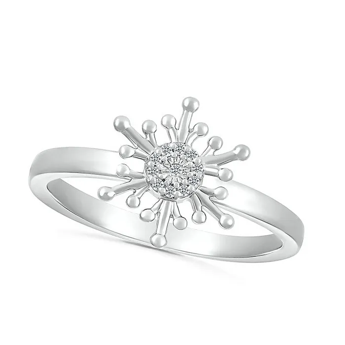 Rings Goldia Natural Diamond Accent Snowflake Ring in Sterling Silver