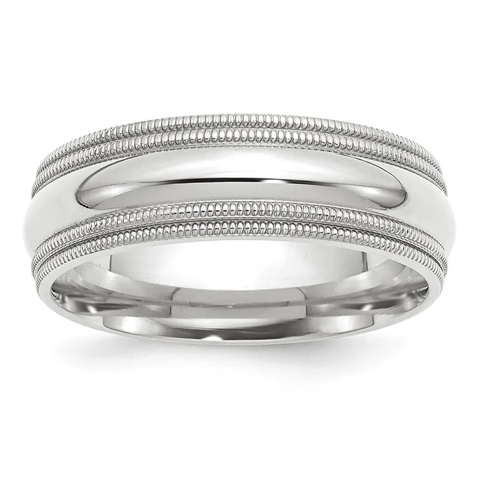 Rings Goldia Solid 10K White Gold 7mm Double Milgrain Comfort Fit MensWomens Wedding Band Ring Size 45 Rings Goldia Solid 10K White Gold 7mm Double Milgrain Comfort Fit MensWomens Wedding Band Ring Size 45