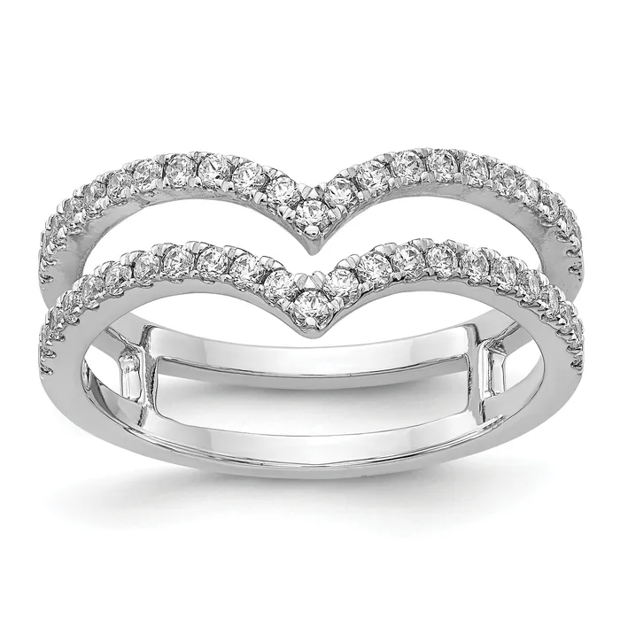 Rings Goldia Solid 14k White Gold 2row VShape Simulated CZ Ring