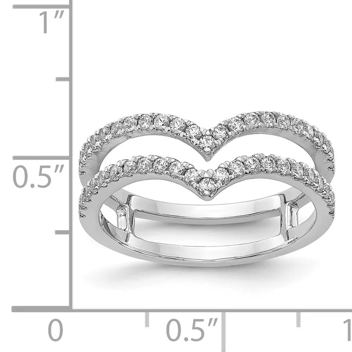 Rings Goldia Solid 14k White Gold 2row VShape Simulated CZ Ring