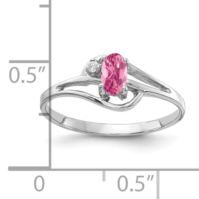Rings Goldia Solid 14k White Gold 5x3mm Oval Simulated Pink Tourmaline AAA CZ Ring