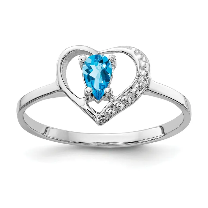 Rings Goldia Solid 14k White Gold 5x3mm Pear Simulated Blue Topaz VS CZ Ring Rings Goldia Solid 14k White Gold 5x3mm Pear Simulated Blue Topaz VS CZ Ring