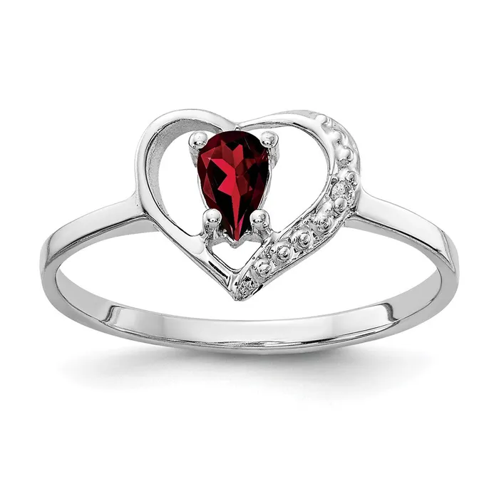 Rings Goldia Solid 14k White Gold 5x3mm Pear Simulated Garnet A CZ Ring