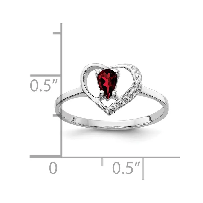 Rings Goldia Solid 14k White Gold 5x3mm Pear Simulated Garnet A CZ Ring