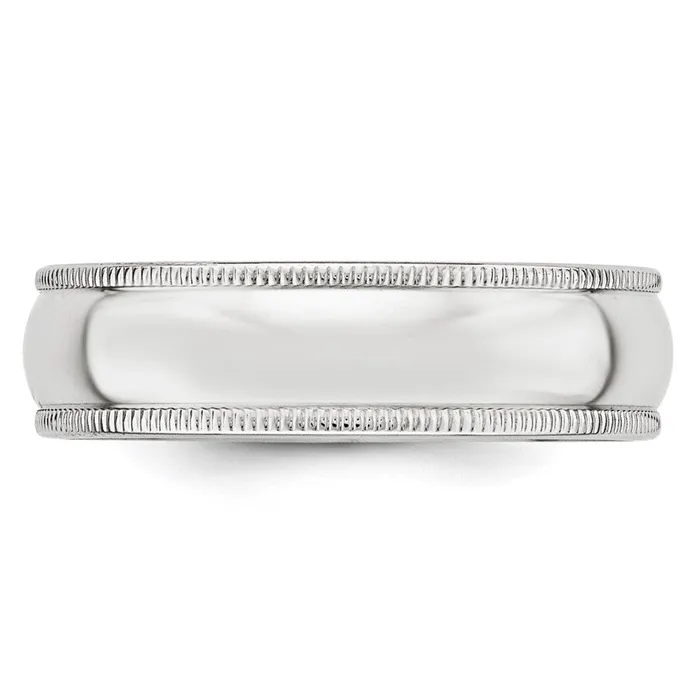 Rings Goldia Solid 14K White Gold 6mm Milgrain Half Round MensWomens Wedding Band Ring Size 13 Rings Goldia Solid 14K White Gold 6mm Milgrain Half Round MensWomens Wedding Band Ring Size 13