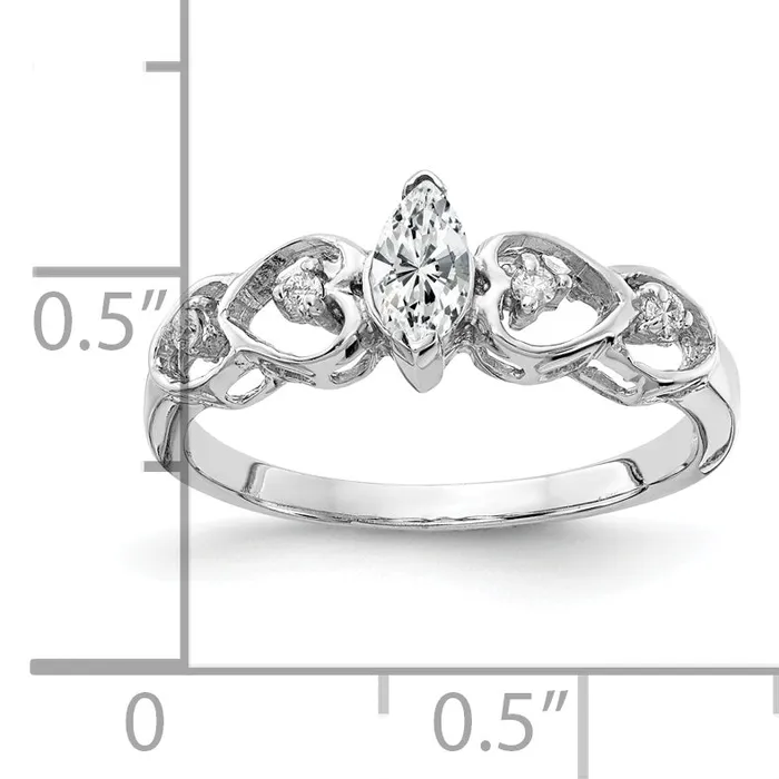 Rings Goldia Solid 14k White Gold 6x3mm Marquise Cubic Zirconia VS Simulated CZ Ring