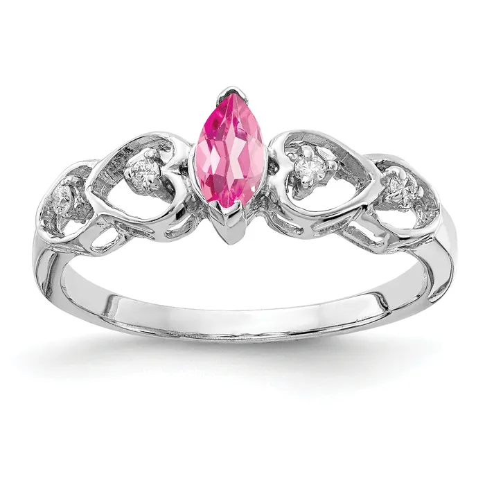 Rings Goldia Solid 14k White Gold 6x3mm Marquise Simulated Pink Tourmaline AAA CZ Ring Rings Goldia Solid 14k White Gold 6x3mm Marquise Simulated Pink Tourmaline AAA CZ Ring