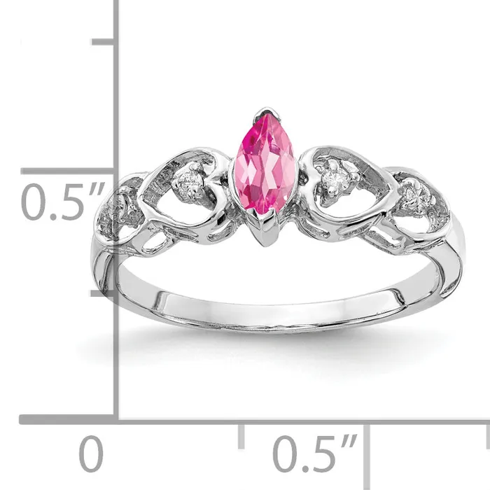 Rings Goldia Solid 14k White Gold 6x3mm Marquise Simulated Pink Tourmaline AAA CZ Ring