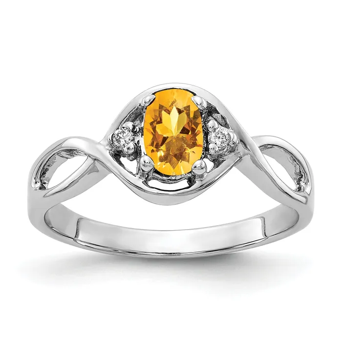 Rings Goldia Solid 14k White Gold 6x4mm Oval Simulated Citrine ChecKer VS CZ Ring Rings Goldia Solid 14k White Gold 6x4mm Oval Simulated Citrine ChecKer VS CZ Ring