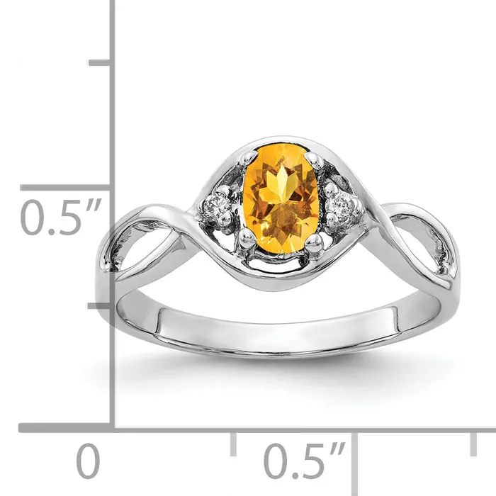 Rings Goldia Solid 14k White Gold 6x4mm Oval Simulated Citrine ChecKer VS CZ Ring