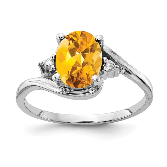 Rings Goldia Solid 14k White Gold 8x6mm Oval Simulated Citrine A CZ Ring