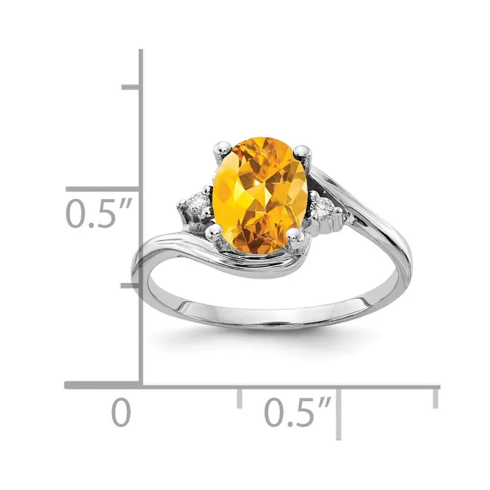 Rings Goldia Solid 14k White Gold 8x6mm Oval Simulated Citrine A CZ Ring