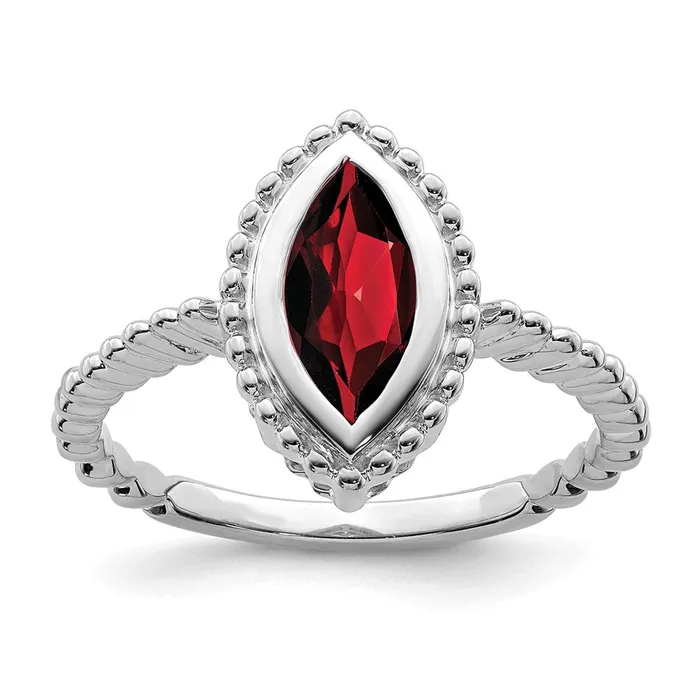 Rings Goldia Solid 14k White Gold Marquise Simulated Garnet Ring