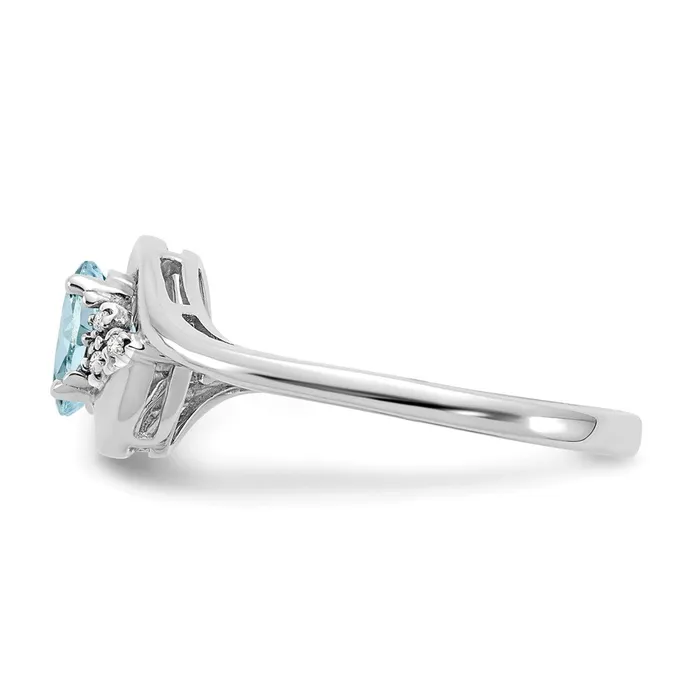 Rings Goldia Solid 14k White Gold Simulated Aquamarine and CZ Ring