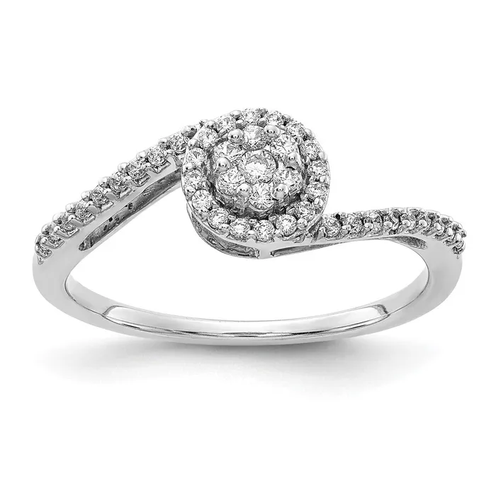 Rings Goldia Solid 14k White Gold Simulated CZ Cluster Bypass Ring