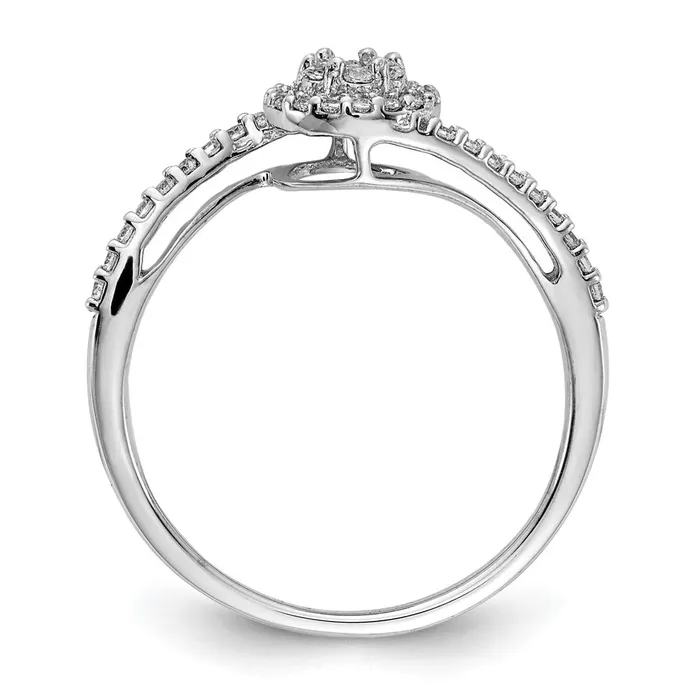 Rings Goldia Solid 14k White Gold Simulated CZ Cluster Bypass Ring
