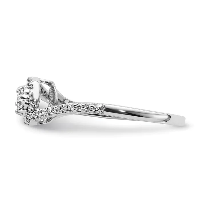 Rings Goldia Solid 14k White Gold Simulated CZ Cluster Bypass Ring