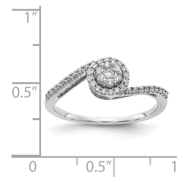 Rings Goldia Solid 14k White Gold Simulated CZ Cluster Bypass Ring