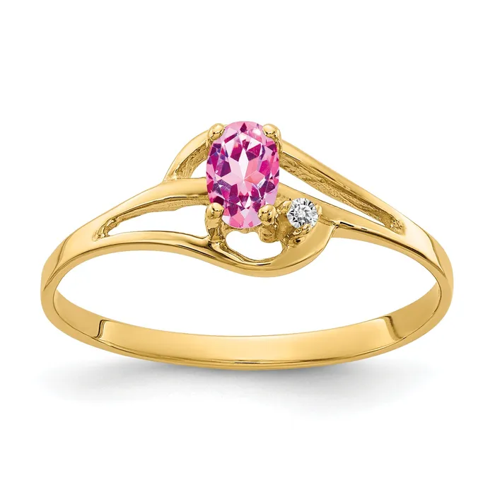 Rings Goldia Solid 14k Yellow Gold 5x3mm Oval PinK Simulated Sapphire AA CZ Ring Rings Goldia Solid 14k Yellow Gold 5x3mm Oval PinK Simulated Sapphire AA CZ Ring