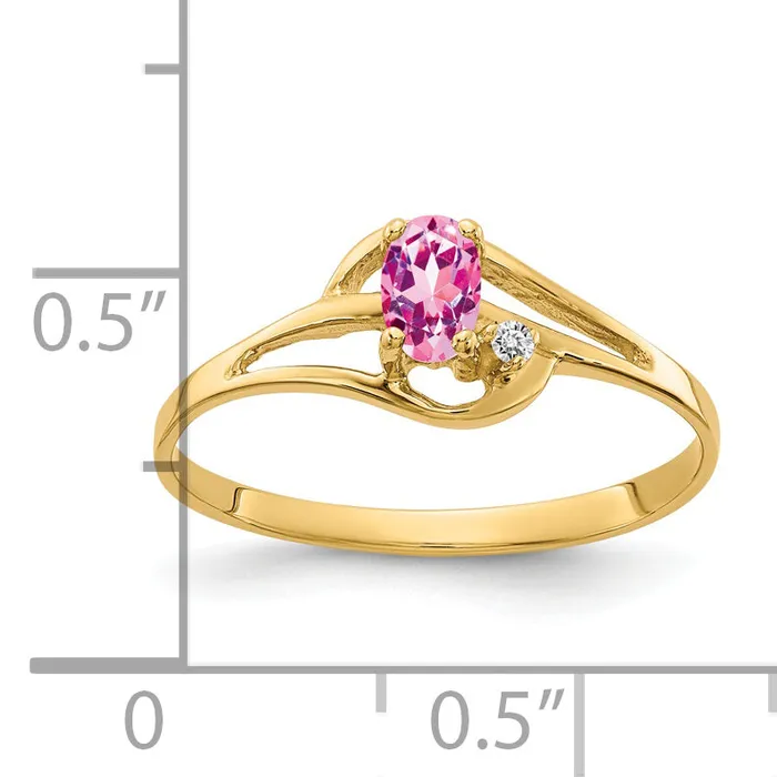 Rings Goldia Solid 14k Yellow Gold 5x3mm Oval PinK Simulated Sapphire AA CZ Ring