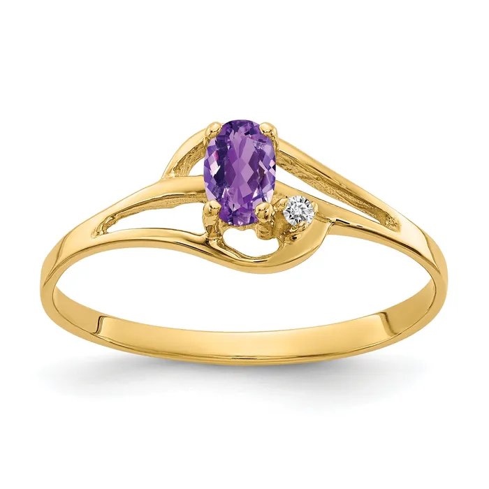 Rings Goldia Solid 14k Yellow Gold 5x3mm Oval Simulated Amethyst VS CZ Ring Rings Goldia Solid 14k Yellow Gold 5x3mm Oval Simulated Amethyst VS CZ Ring