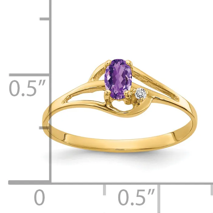 Rings Goldia Solid 14k Yellow Gold 5x3mm Oval Simulated Amethyst VS CZ Ring