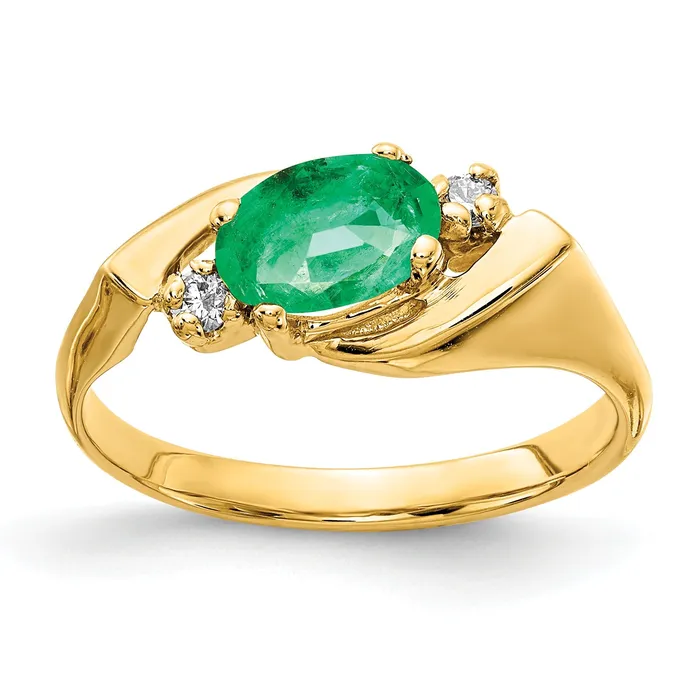 Rings Goldia Solid 14k Yellow Gold 7x5mm Oval Simulated Emerald VS CZ Ring Rings Goldia Solid 14k Yellow Gold 7x5mm Oval Simulated Emerald VS CZ Ring