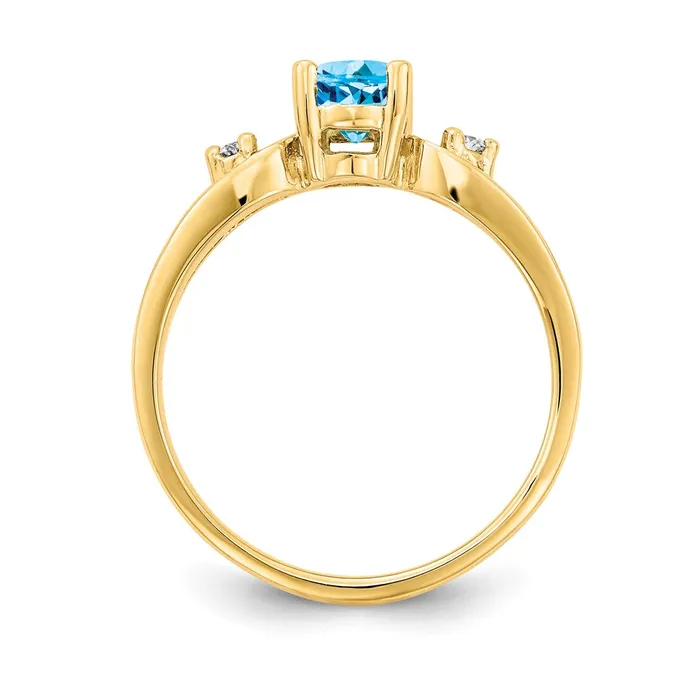 Rings Goldia Solid 14k Yellow Gold Simulated Blue Topaz CZ Ring