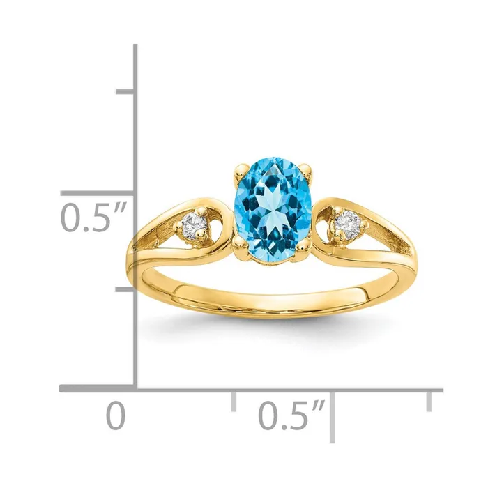 Rings Goldia Solid 14k Yellow Gold Simulated Blue Topaz CZ Ring
